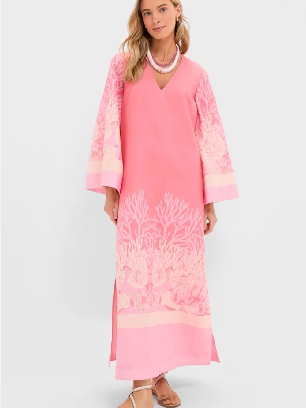 Tuckernuck Pink Coral-Print V-Neck Maxi Dress